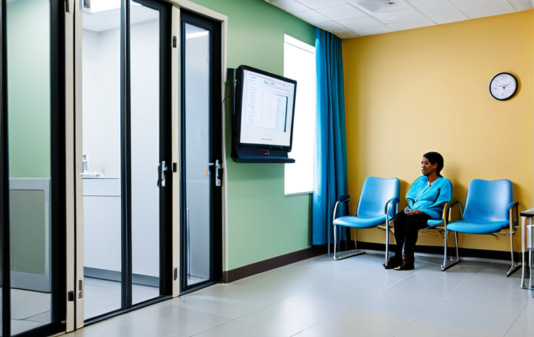 **Image:** A modern medical clinic waiting room, featuring patients in comfortable, modest attire. An ultrasound machine is visible in the background, partially obscured by a doorway. The scene should convey accessibility and modern healthcare. Prompt: "A bright and welcoming waiting room in a health center, fully clothed patients, modern ultrasound equipment visible, appropriate content, safe for work, professional medical setting, perfect anatomy, natural pose, well-lit, family-friendly atmosphere."
