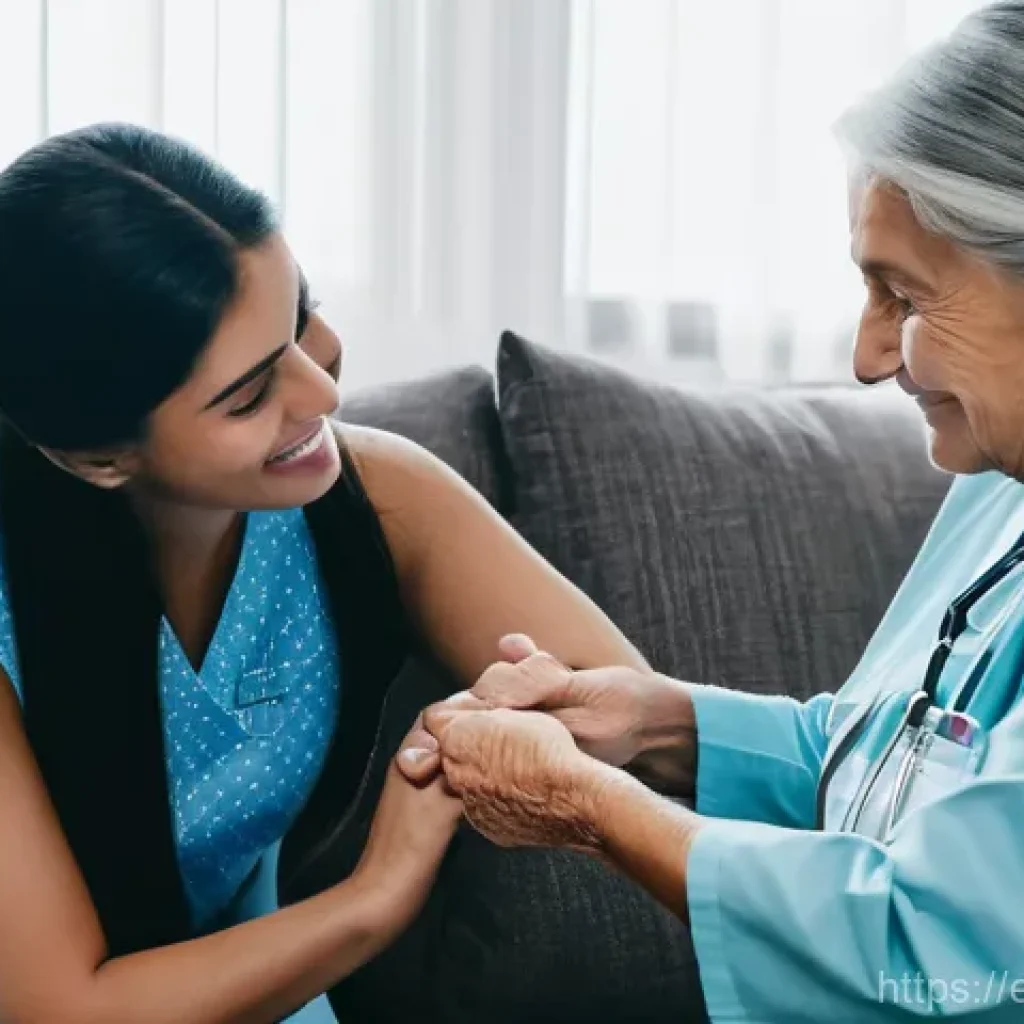 보건소에서의 가정방문 건강관리 - **Prompt 1: Home Healthcare Visit for an Elderly Patient**
"A serene and brightly lit living roo...