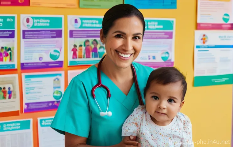 보건소 예방접종 비용 지원 - **Prompt:** A vibrant, multi-generational Hispanic family standing together in a brightly lit, cheer...