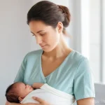 Home 3 보건소에서 가능한 모유수유 상담 - **Prompt 1: A New Mother Seeking Guidance**
"A young mother, in her late 20s, with soft, kind fe...