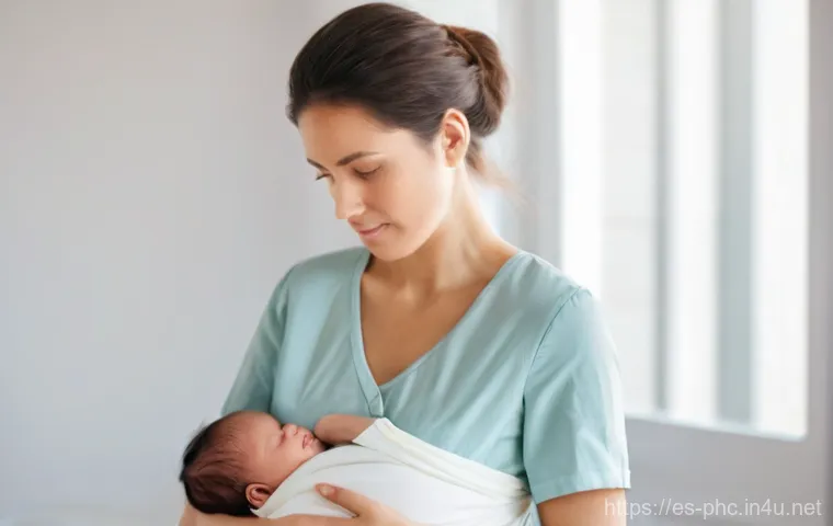 보건소에서 가능한 모유수유 상담 - **Prompt 1: A New Mother Seeking Guidance**
"A young mother, in her late 20s, with soft, kind fe...