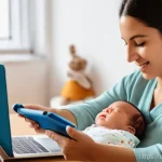 Home 1 보건소에서의 영유아 예방접종 예약 - **Image Prompt 1: Effortless Online Appointment Booking**
A serene, warm-toned image featuring a...