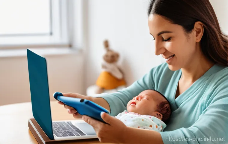 보건소에서의 영유아 예방접종 예약 - **Image Prompt 1: Effortless Online Appointment Booking**
A serene, warm-toned image featuring a...